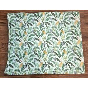 Target Pillowfort Twin Flat Sheet Tropical Leaves Mushrooms Green 100% Cotton